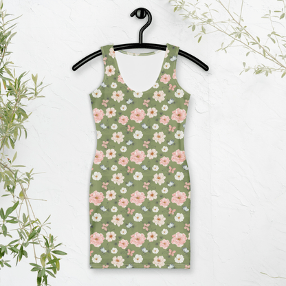 Cottagecore Floral Bodycon Dress | Boho Charm with a Curve - Hugging Fit - Bodycon Dress