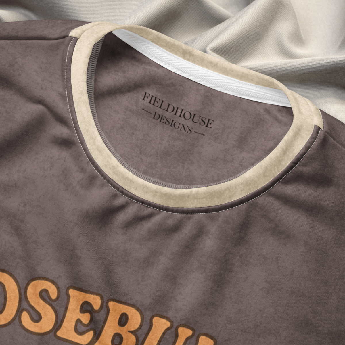 Crewneck Sweatshirt Espresso Checkered Sleeves 2XS–6XL | Cottagecore Goose Graphic | “Goosebumps” Slogan