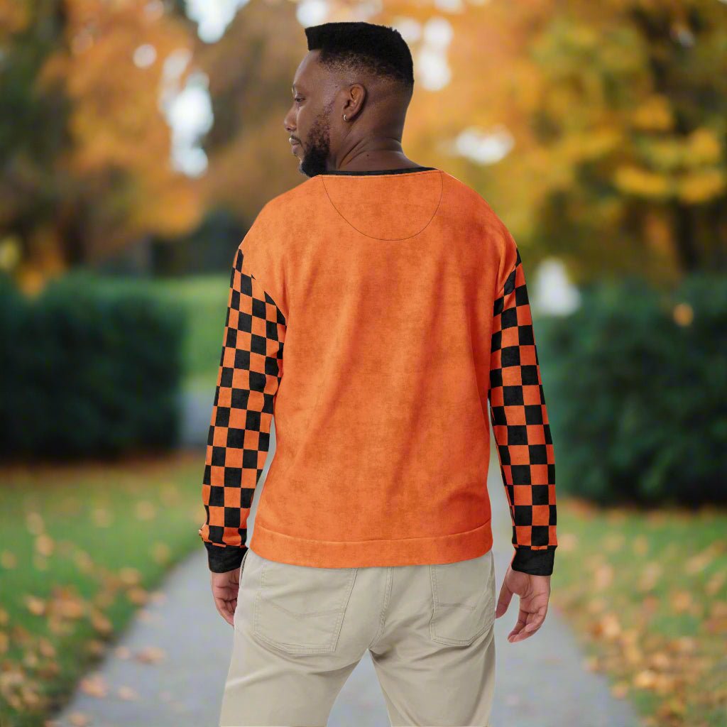 Crewneck Sweatshirt “Senior 2026” | Checkered Sleeve School - Color Varsity Crew 2XS–6XL