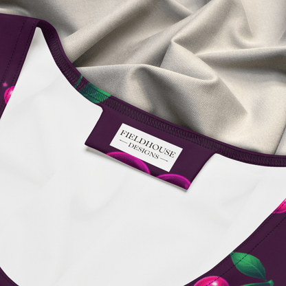 Dark Cherry Bodycon Dress | Bold Fruit Print on Deep Plum - Bodycon Dress