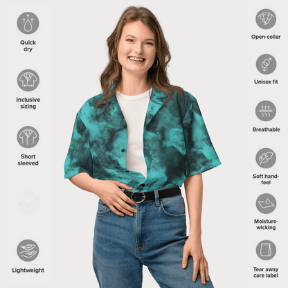 Deep Drift Button - Up Shirt | Teal Smoke Tie - Dye