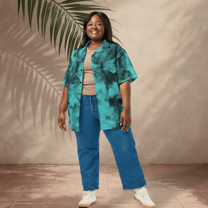 Deep Drift Button - Up Shirt | Teal Smoke Tie - Dye