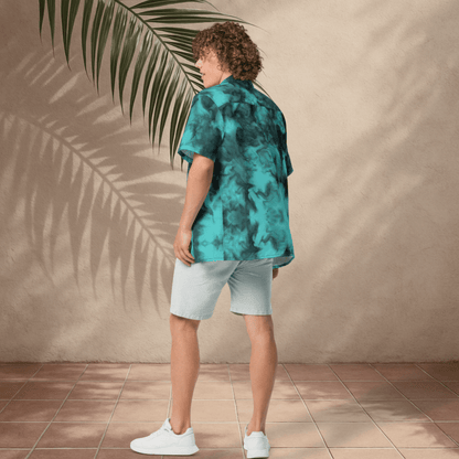 Deep Drift Button - Up Shirt | Teal Smoke Tie - Dye
