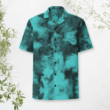 Deep Drift Button - Up Shirt | Teal Smoke Tie - Dye