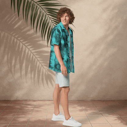 Deep Drift Button - Up Shirt | Teal Smoke Tie - Dye