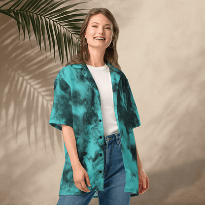 Deep Drift Button - Up Shirt | Teal Smoke Tie - Dye