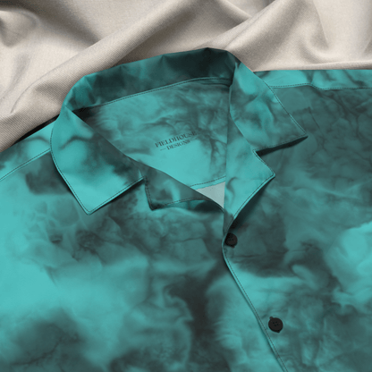 Deep Drift Button - Up Shirt | Teal Smoke Tie - Dye