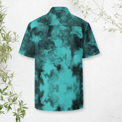 Deep Drift Button - Up Shirt | Teal Smoke Tie - Dye