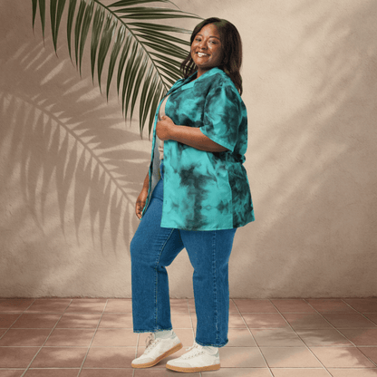 Deep Drift Button - Up Shirt | Teal Smoke Tie - Dye