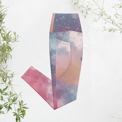 Gradient pink to blue yoga leggings  on a white background