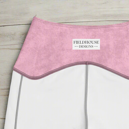 inside waistband of Pink Checkered Print High-Waisted UPF 50+ Pocket Leggings 2XS–6XL