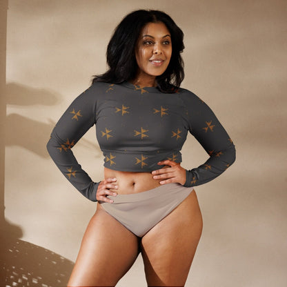 Eco - Friendly Long - Sleeve Crop Top – Recycled Polyester Activewear - Crop Top
