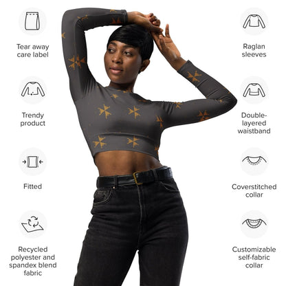 Eco - Friendly Long - Sleeve Crop Top – Recycled Polyester Activewear - Crop Top
