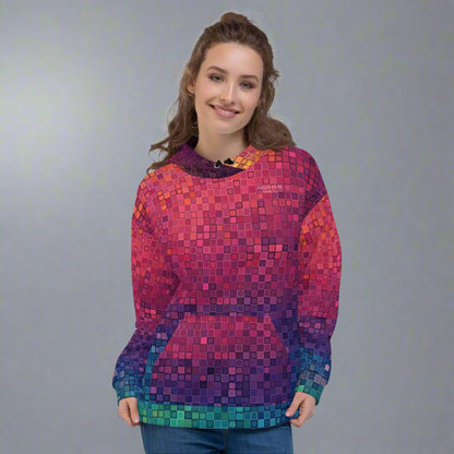 Eco - Friendly Unisex Hoodie – 'F is for Fuck this Shit' Skeleton & Neon Pixel - 2XS - 6XL - Eco - Friendly Hoodie