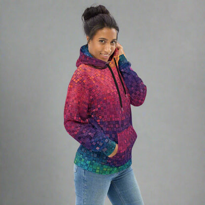 Eco - Friendly Unisex Hoodie – 'F is for Fuck this Shit' Skeleton & Neon Pixel - 2XS - 6XL - Eco - Friendly Hoodie