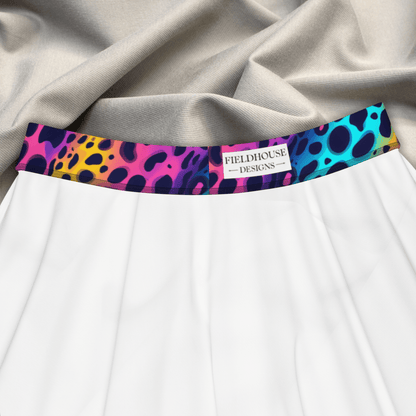 Electric Safari Skater Skirt | Neon Rainbow Leopard Print for Bold 2000s Style