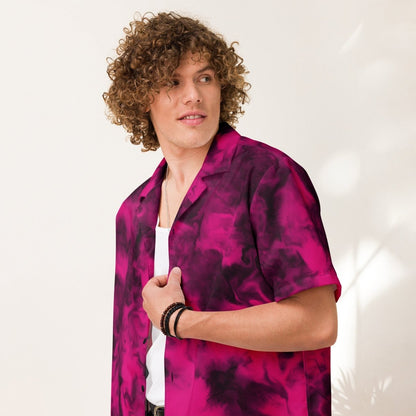 Electric Smoke Recycled Button - Up Shirt – Hot Pink Tie - Dye - Button Up Shirt
