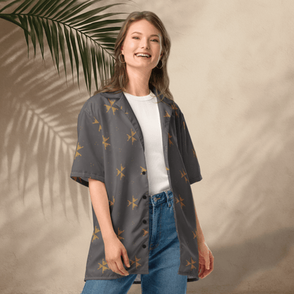 Emberpoint Button - Up Shirt – Charcoal with Golden Tribal Arrows