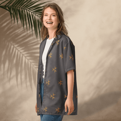 Emberpoint Button - Up Shirt – Charcoal with Golden Tribal Arrows