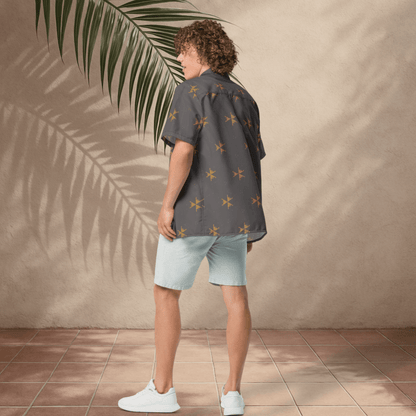 Emberpoint Button - Up Shirt – Charcoal with Golden Tribal Arrows
