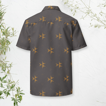 Emberpoint Button - Up Shirt – Charcoal with Golden Tribal Arrows