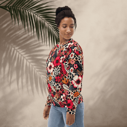 Floral Leopard Print Sweatshirt – Bold Boho Jungle Vibes | All - Over Print Crew