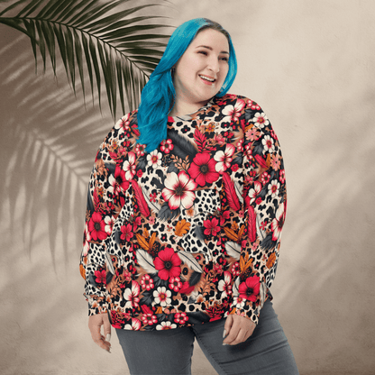 Floral Leopard Print Sweatshirt – Bold Boho Jungle Vibes | All - Over Print Crew