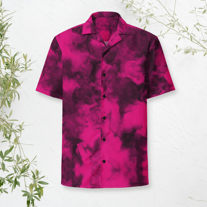 Fuchsia Flame Button - Up Shirt | Hot Pink Tie - Dye