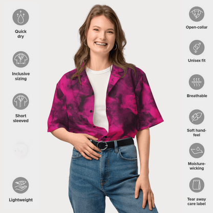 Fuchsia Flame Button - Up Shirt | Hot Pink Tie - Dye