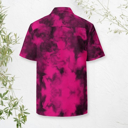 Fuchsia Flame Button - Up Shirt | Hot Pink Tie - Dye