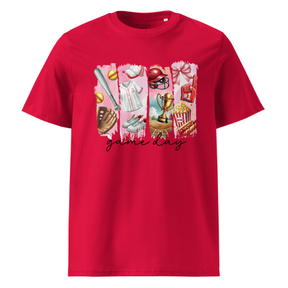 Red t-shirt with 'game day' graphic 