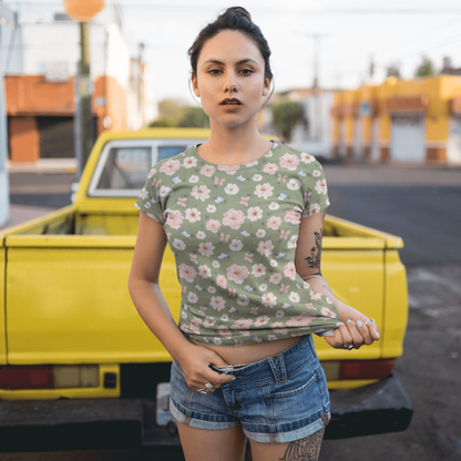 Garden Daydream Tee | Sage Green Cottagecore Floral Boho Shirt for Women - T-Shirt
