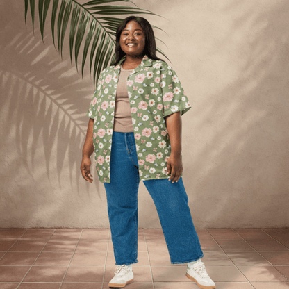 Garden Stroll Button - Up Shirt – Sage Green Floral &amp; Butterfly Print