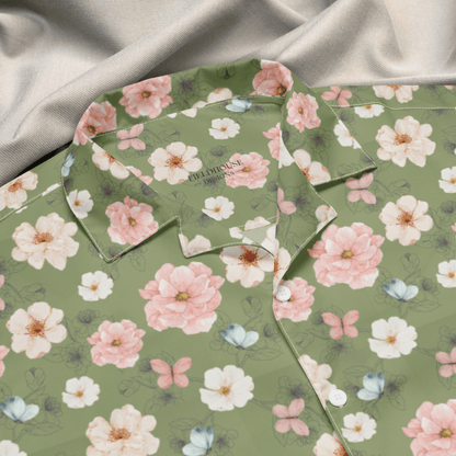 Garden Stroll Button - Up Shirt – Sage Green Floral &amp; Butterfly Print