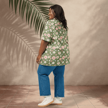 Garden Stroll Button - Up Shirt – Sage Green Floral &amp; Butterfly Print