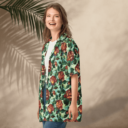 Glass Garden Button - Up Shirt – Stained Glass Rose Design