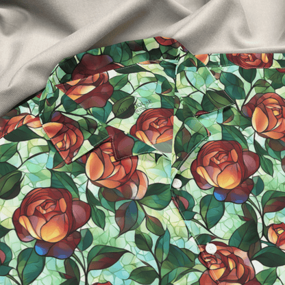 Glass Garden Button - Up Shirt – Stained Glass Rose Design