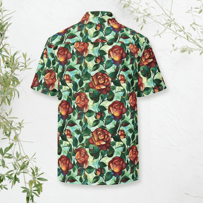 Glass Garden Button - Up Shirt – Stained Glass Rose Design