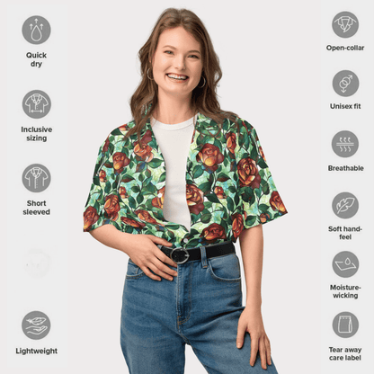 Glass Garden Button - Up Shirt – Stained Glass Rose Design