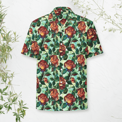 Glass Garden Button - Up Shirt – Stained Glass Rose Design