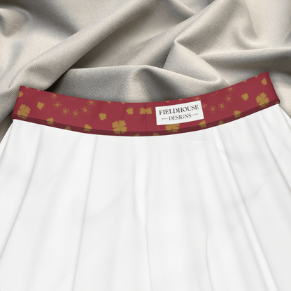 Golden Dusk Skater Skirt | Terracotta Red Boho Print with Soft Mandala Accents - Skater Skirt