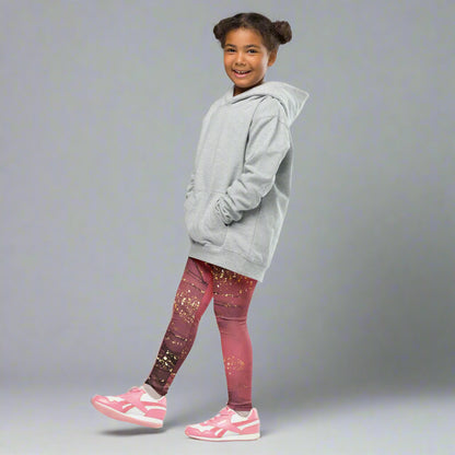 Golden Glimmer Dusty Rose Toddler Leggings 2T - 7 Uv Protection with Four - way Stretch - Leggings 2T - 7