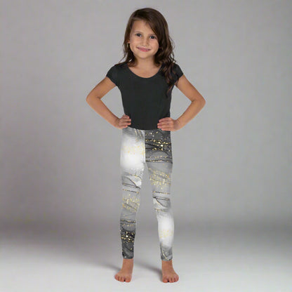 Golden Glimmer White Toddler Leggings 2T - 7 UV Protection with Four - Way Stretch - Leggings 2T - 7