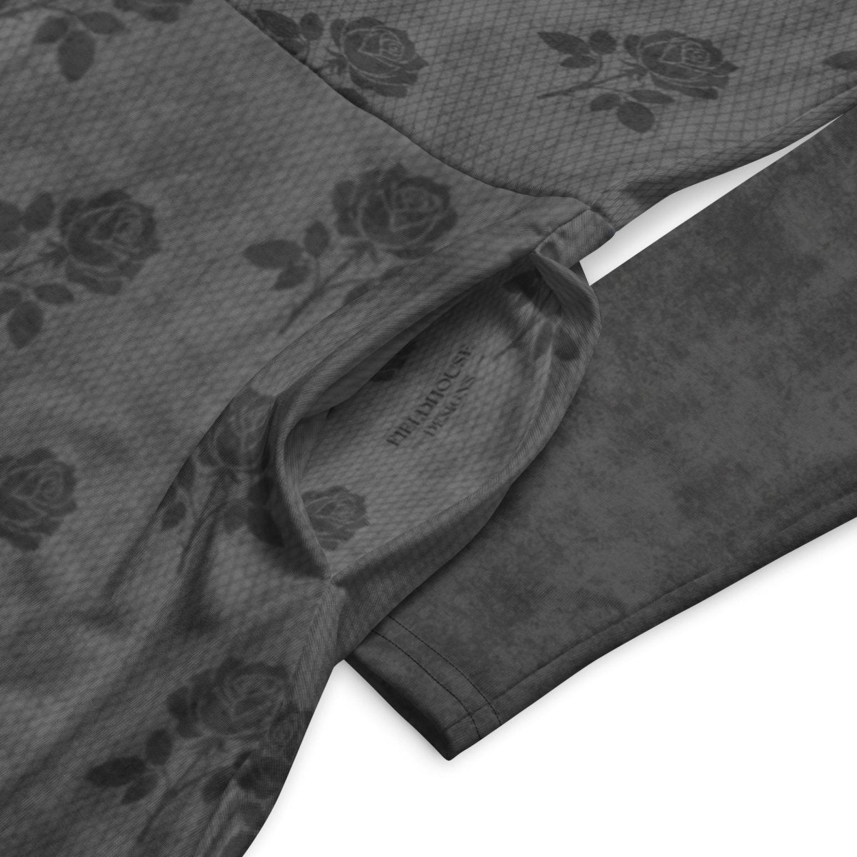 Gray dress with floral pattern on a white background