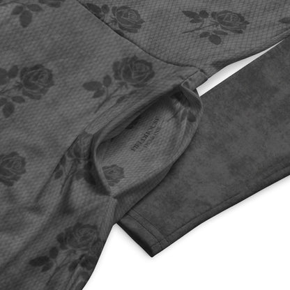 Gray dress with floral pattern on a white background