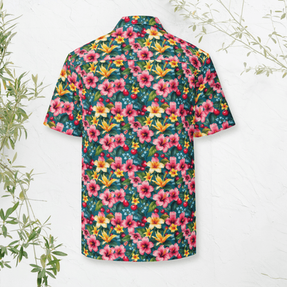Island Bloom Button - Up Shirt – Tropical Floral Print