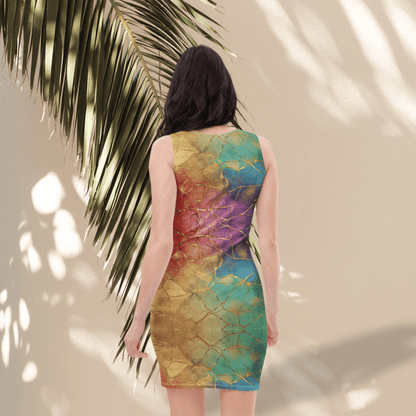 Kintsugi Rainbow Bodycon Dress | Bold Broken - Beauty Aesthetic with Gold Veins - Bodycon Dress