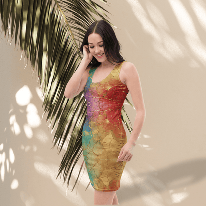 Kintsugi Rainbow Bodycon Dress | Bold Broken - Beauty Aesthetic with Gold Veins - Bodycon Dress
