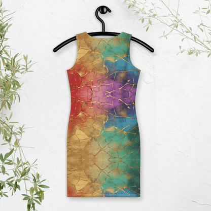Kintsugi Rainbow Bodycon Dress | Bold Broken - Beauty Aesthetic with Gold Veins - Bodycon Dress