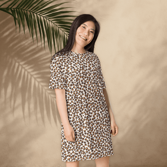 Leopard Print T-Shirt Dress – Classic Oversized Animal Print Dress for Everyday Wild Style